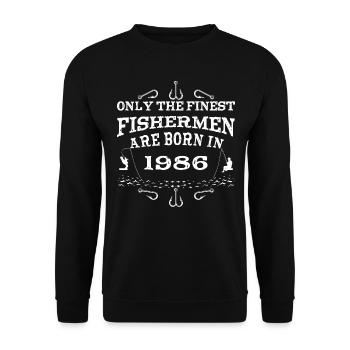 Angler born 1986 birthday - Unisex Sweatshirt - black - Front - Alina (178cm) & Michal (187cm)