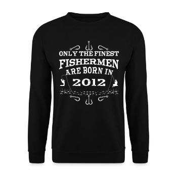 Angler born 2012 birthday - Unisex Sweatshirt - black - Front - Alina (178cm) & Michal (187cm)