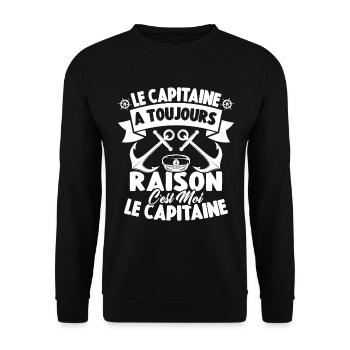 Le Capitaine A Toujours Raison C'est Moi Capitaine - Sweat-shirt Unisexe - noir - Devant - Alina (178cm) & Michal (187cm)