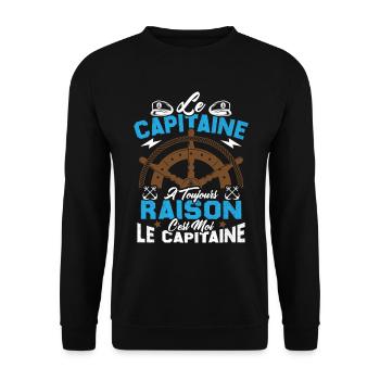 Le Capitaine A Toujours Raison C'est Moi Capitaine - Sweat-shirt Unisexe - noir - Devant - Alina (178cm) & Michal (187cm)