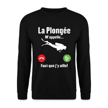 La plongée m'appelle cadeau humour plongeur - Sweat-shirt Unisexe - noir - Devant - Alina (178cm) & Michal (187cm)