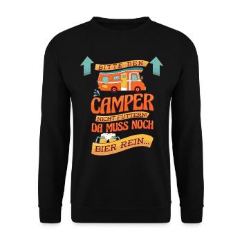 Wohnmobil-Camper Reisemobil Zubehör Camping und - Unisex Pullover - Schwarz - Vorne - Alina (178cm) & Michal (187cm)