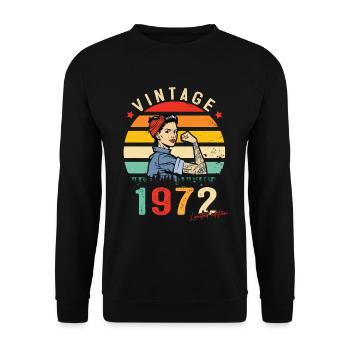 1972 Vintage Édition limitée Cadeau Femmes - Sweat-shirt Unisexe - noir - Devant - Alina (178cm) & Michal (187cm)
