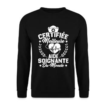 Certifiée meilleure aide-soignante du monde - Sweat-shirt Unisexe - noir - Devant - Alina (178cm) & Michal (187cm)