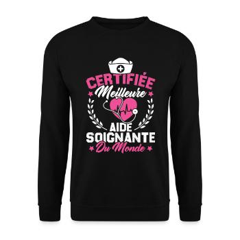 Certifiée meilleure aide-soignante du monde - Sweat-shirt Unisexe - noir - Devant - Alina (178cm) & Michal (187cm)
