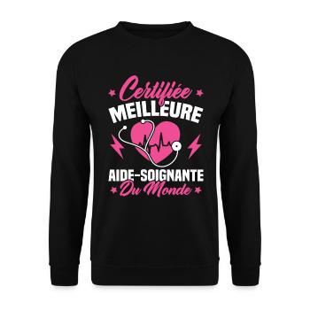Certifiée meilleure aide-soignante du monde - Sweat-shirt Unisexe - noir - Devant - Alina (178cm) & Michal (187cm)