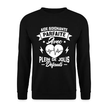 Aide soignante parfaite, Cadeau Aide soignante - Sweat-shirt Unisexe - noir - Devant - Alina (178cm) & Michal (187cm)