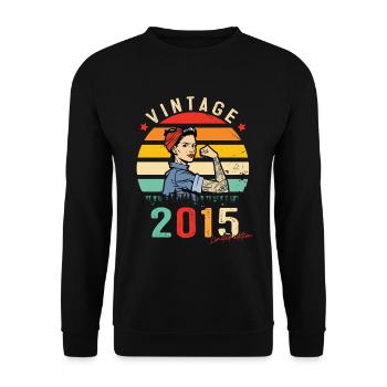 2015 Vintage Édition limitée Cadeau Femmes - Sweat-shirt Unisexe - noir - Devant - Alina (178cm) & Michal (187cm)