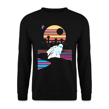 Motocycliste Cyclomoteur Vaporwave Moto - Sweat-shirt Unisexe - noir - Devant - Alina (178cm) & Michal (187cm)