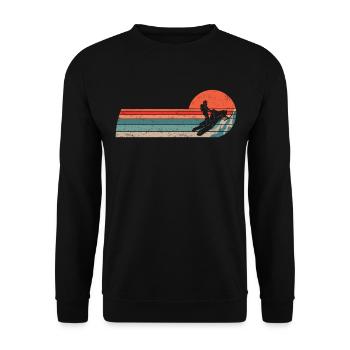 Schneemobil-Fahrer Motorschlitten Vintage - Unisex Pullover - Schwarz - Vorne - Alina (178cm) & Michal (187cm)