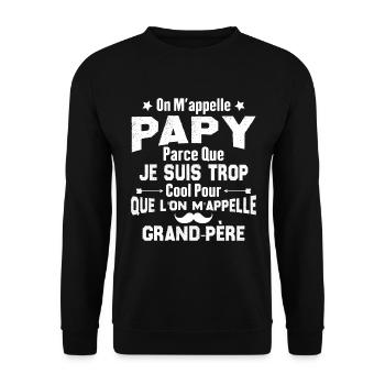 On m'appelle Papy parce que je suis trop cool - Sweat-shirt Unisexe - noir - Devant - Alina (178cm) & Michal (187cm)