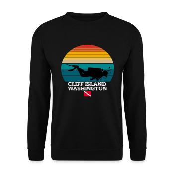 Cliff Island US Island Scuba Diving - Unisex Pullover - Schwarz - Vorne - Alina (178cm) & Michal (187cm)