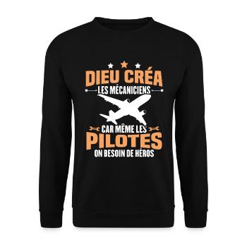 Cadeau humour mécanicien d'avion - Sweat-shirt Unisexe - noir - Devant - Alina (178cm) & Michal (187cm)