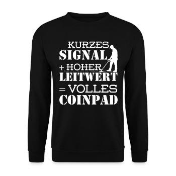 Sondengänger Sondler Metallsuchgerät Coinpads - Unisex Pullover - Schwarz - Vorne - Alina (178cm) & Michal (187cm)