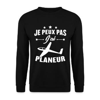 Je peux pas j'ai planeur - Sweat-shirt Unisexe - noir - Devant - Alina (178cm) & Michal (187cm)