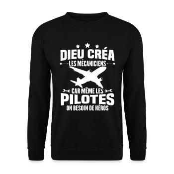 Cadeau humour mécanicien d'avion - Sweat-shirt Unisexe - noir - Devant - Alina (178cm) & Michal (187cm)