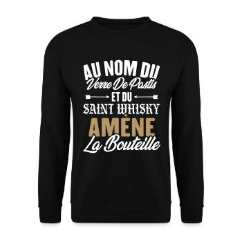 Au nom du verre de pastis et du saint whisky amène - Sweat-shirt Unisexe - noir - Devant - Alina (178cm) & Michal (187cm)