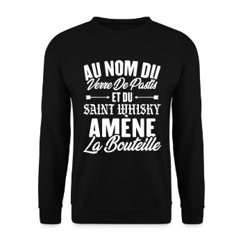 Au nom du verre de pastis et du saint whisky amène - Sweat-shirt Unisexe - noir - Devant - Alina (178cm) & Michal (187cm)