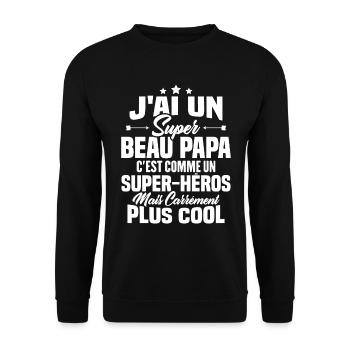 Super beau-papa c'est comme un super héros - Sweat-shirt Unisexe - noir - Devant - Alina (178cm) & Michal (187cm)