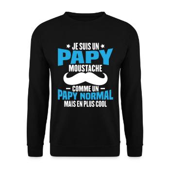 Un papy moustache comme un papy normal - Sweat-shirt Unisexe - noir - Devant - Alina (178cm) & Michal (187cm)