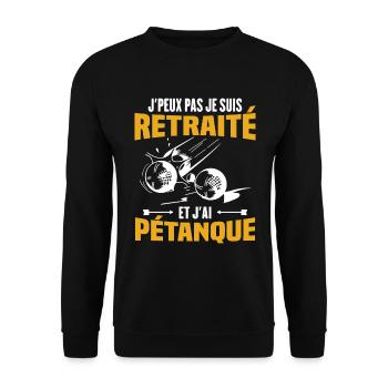J'peux pas je suis retraité et j'ai pétanque - Sweat-shirt Unisexe - noir - Devant - Alina (178cm) & Michal (187cm)