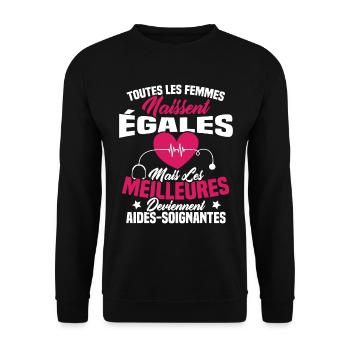 Les meilleures femmes deviennent aides-soignantes - Sweat-shirt Unisexe - noir - Devant - Alina (178cm) & Michal (187cm)