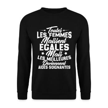 Les meilleures femmes deviennent aides-soignantes - Sweat-shirt Unisexe - noir - Devant - Alina (178cm) & Michal (187cm)