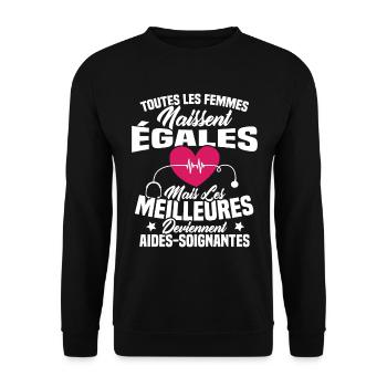 Les meilleures femmes deviennent aides-soignantes - Sweat-shirt Unisexe - noir - Devant - Alina (178cm) & Michal (187cm)