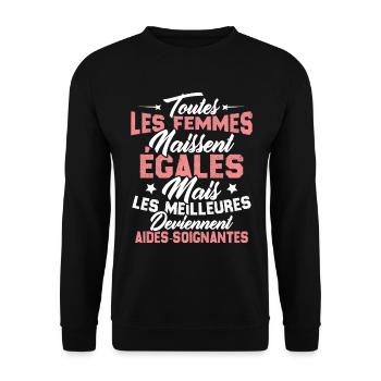 Les meilleures femmes deviennent aides-soignantes - Sweat-shirt Unisexe - noir - Devant - Alina (178cm) & Michal (187cm)