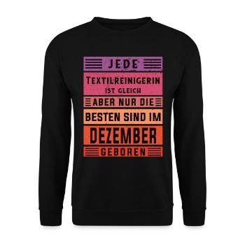 Wäscherei Geburtstag Dezember geboren - Unisex Pullover - Schwarz - Vorne - Alina (178cm) & Michal (187cm)