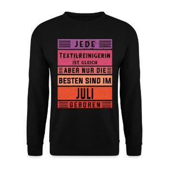 Wäscherei Geburtstag Juli geboren Textilreinigerin - Unisex Pullover - Schwarz - Vorne - Alina (178cm) & Michal (187cm)