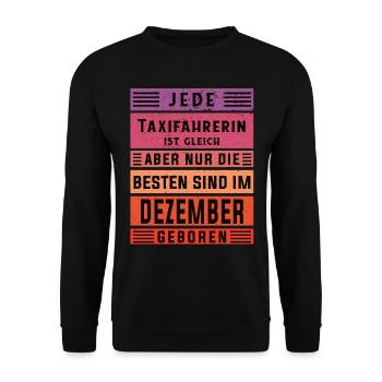 Taxi-Fahrer Geburtstag Dezember geboren - Unisex Pullover - Schwarz - Vorne - Alina (178cm) & Michal (187cm)