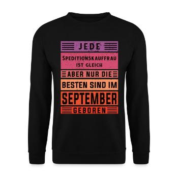 Spediteur Geburtstag September geboren - Unisex Pullover - Schwarz - Vorne - Alina (178cm) & Michal (187cm)