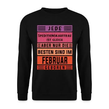 Spediteur Geburtstag Februar geboren - Unisex Pullover - Schwarz - Vorne - Alina (178cm) & Michal (187cm)
