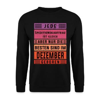 Spediteur Geburtstag Dezember geboren - Unisex Pullover - Schwarz - Vorne - Alina (178cm) & Michal (187cm)