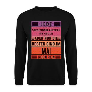 Spediteur Geburtstag Mai geboren - Unisex Pullover - Schwarz - Vorne - Alina (178cm) & Michal (187cm)