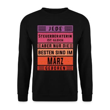 Buchhalter Geburtstag März geboren Steuerberaterin - Unisex Pullover - Schwarz - Vorne - Alina (178cm) & Michal (187cm)