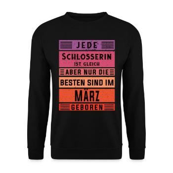 Kfz-Mechaniker Geburtstag März geboren Schlosserin - Unisex Pullover - Schwarz - Vorne - Alina (178cm) & Michal (187cm)