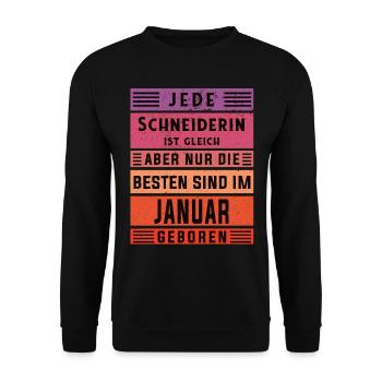 Schneiderin Geburtstag Januar geboren - Unisex Pullover - Schwarz - Vorne - Alina (178cm) & Michal (187cm)
