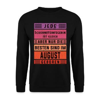 Kehrer Geburtstag August geboren - Unisex Pullover - Schwarz - Vorne - Alina (178cm) & Michal (187cm)