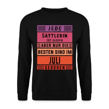 Polsterer Geburtstag Juli geboren Sattlerin - Unisex Pullover - Schwarz - Vorne - Alina (178cm) & Michal (187cm)