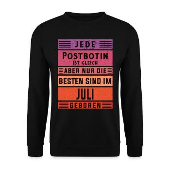 Briefbote Geburtstag Juli geboren Postbotin - Unisex Pullover - Schwarz - Vorne - Alina (178cm) & Michal (187cm)