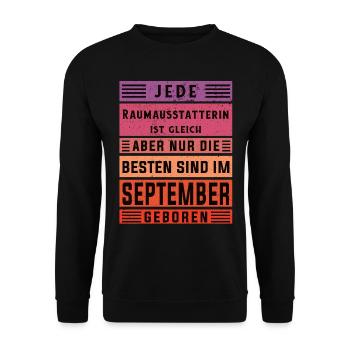 Dekorateur Geburtstag September geboren - Unisex Pullover - Schwarz - Vorne - Alina (178cm) & Michal (187cm)
