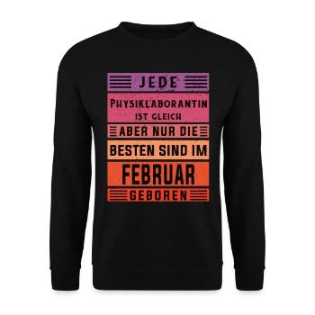 Laborant Geburtstag Februar geboren - Unisex Pullover - Schwarz - Vorne - Alina (178cm) & Michal (187cm)