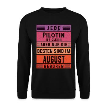 Flugzeug Geburtstag August geboren Pilotin - Unisex Pullover - Schwarz - Vorne - Alina (178cm) & Michal (187cm)