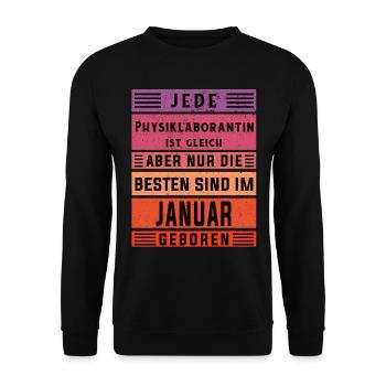Laborant Geburtstag Januar geboren - Unisex Pullover - Schwarz - Vorne - Alina (178cm) & Michal (187cm)