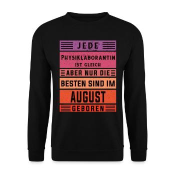 Laborant Geburtstag August geboren - Unisex Pullover - Schwarz - Vorne - Alina (178cm) & Michal (187cm)