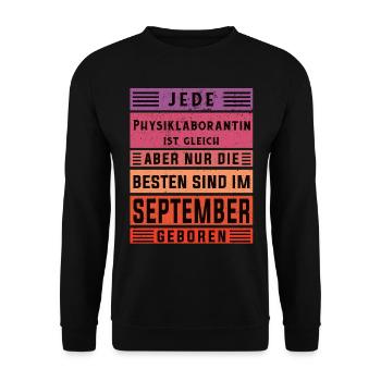 Laborant Geburtstag September geboren - Unisex Pullover - Schwarz - Vorne - Alina (178cm) & Michal (187cm)