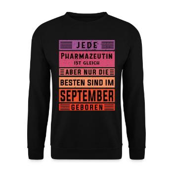 Laborant Geburtstag September geboren Pharmazeutin - Unisex Pullover - Schwarz - Vorne - Alina (178cm) & Michal (187cm)