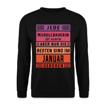 Technischer Geburtstag Januar geboren - Unisex Pullover - Schwarz - Vorne - Alina (178cm) & Michal (187cm)